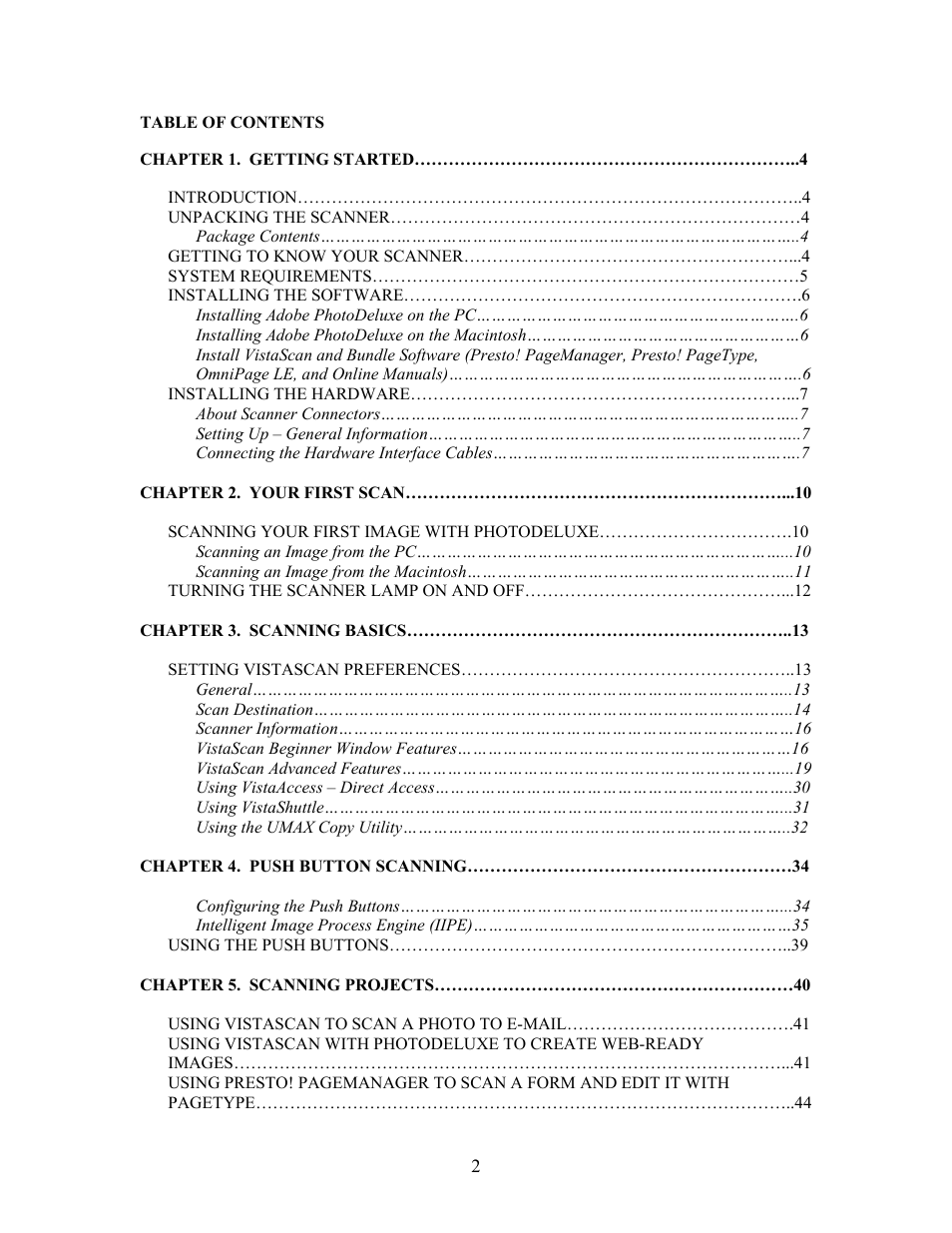 UMAX Technologies Astra 3400 User Manual | Page 2 / 57