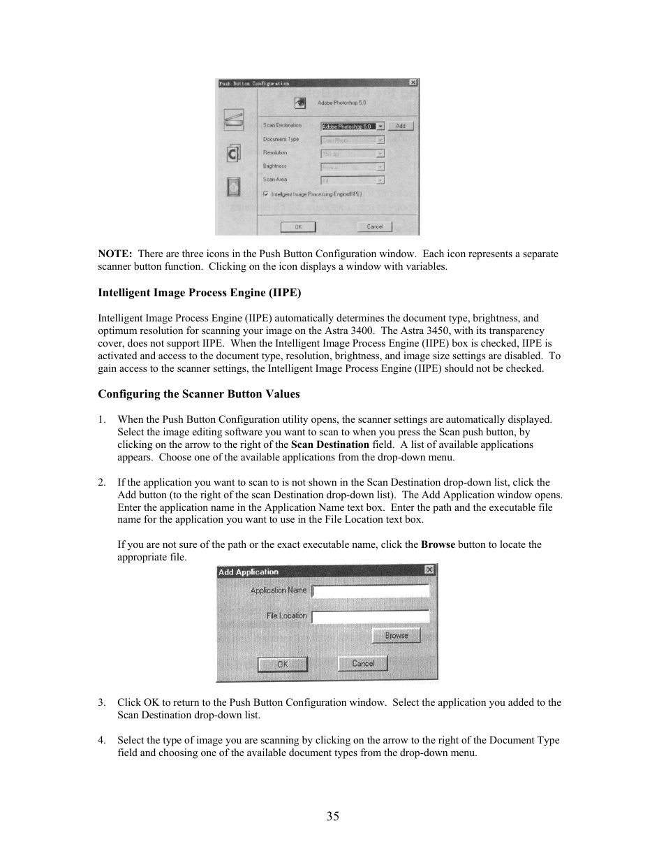 Configuring the scanner button values | UMAX Technologies Astra 3400 User Manual | Page 35 / 57