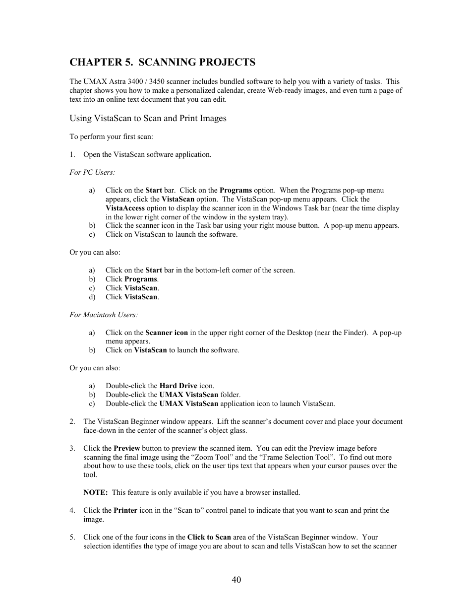 Chapter 5. scanning projects | UMAX Technologies Astra 3400 User Manual | Page 40 / 57