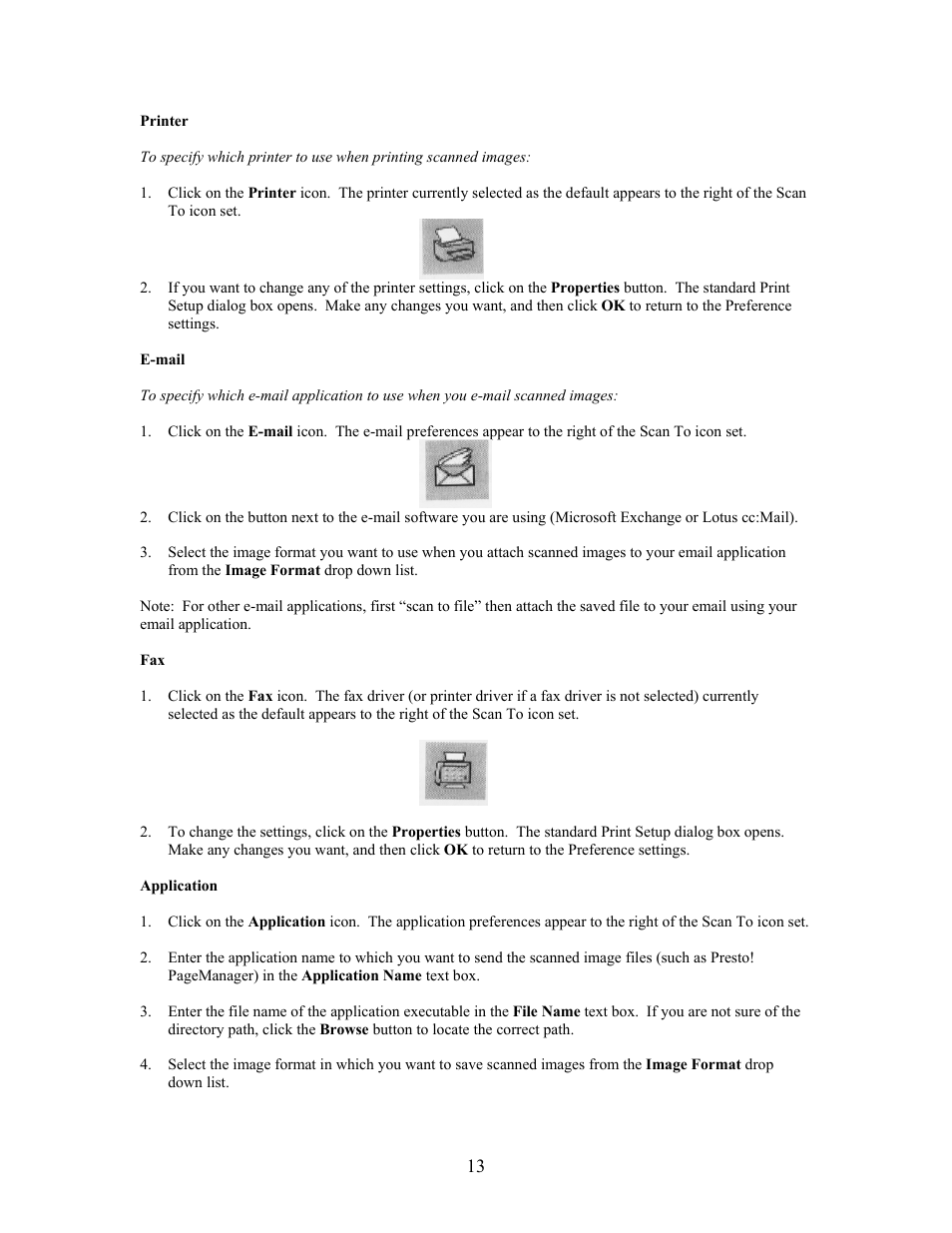 Printer, E-mail, Application | UMAX Technologies Astra 4000 User Manual | Page 13 / 47