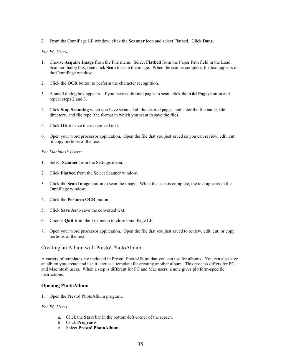 Opening photoalbum | UMAX Technologies Astra 4000 User Manual | Page 35 / 47