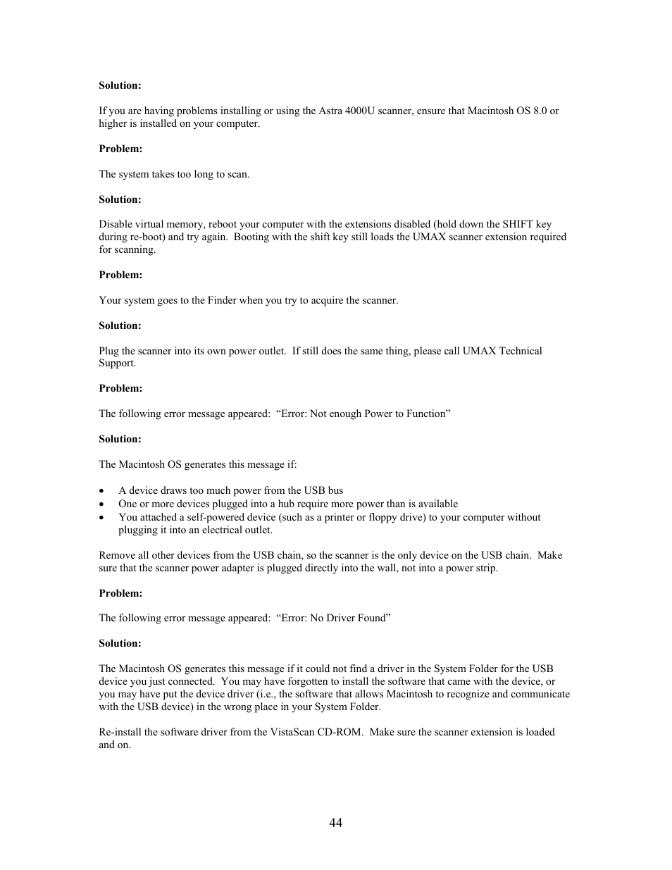 UMAX Technologies Astra 4000 User Manual | Page 44 / 47