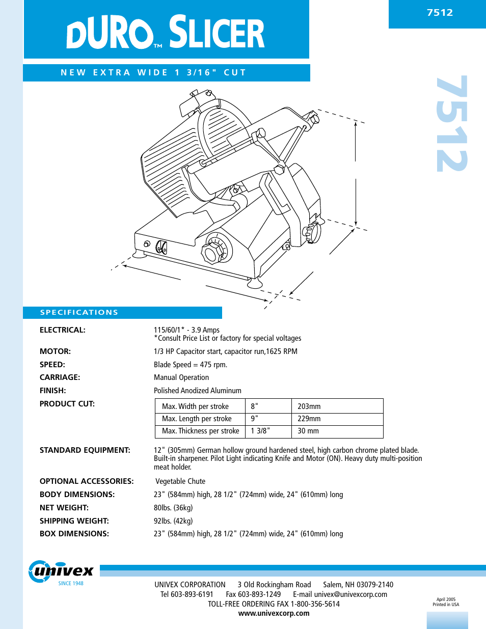 Licer | Univex 7512 User Manual | Page 2 / 2