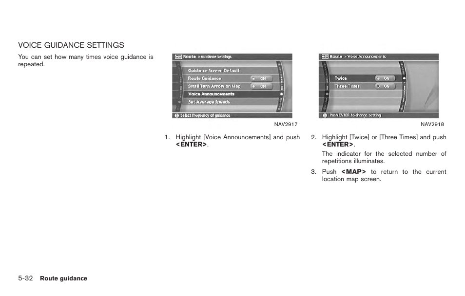 Voice guidance settings -32 | NISSAN 2011 Titan - Navigation System Owner's Manual User Manual | Page 150 / 251