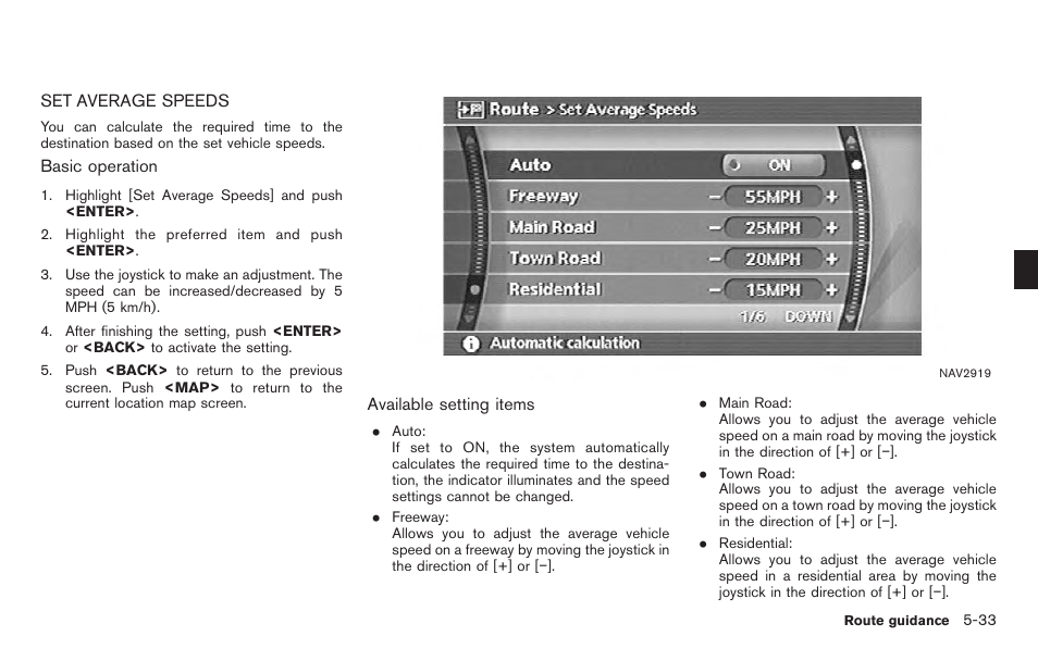 Set average speeds -33 | NISSAN 2011 Titan - Navigation System Owner's Manual User Manual | Page 151 / 251