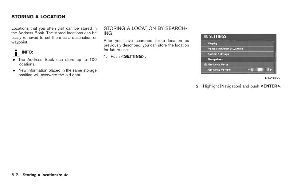 Storing a location -2, Storing a location by searching -2 | NISSAN 2011 Titan - Navigation System Owner's Manual User Manual | Page 156 / 251
