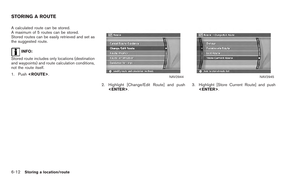 Storing a route -12 | NISSAN 2011 Titan - Navigation System Owner's Manual User Manual | Page 166 / 251