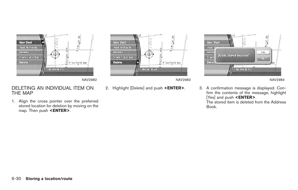 Deleting an individual item on the map -30 | NISSAN 2011 Titan - Navigation System Owner's Manual User Manual | Page 184 / 251