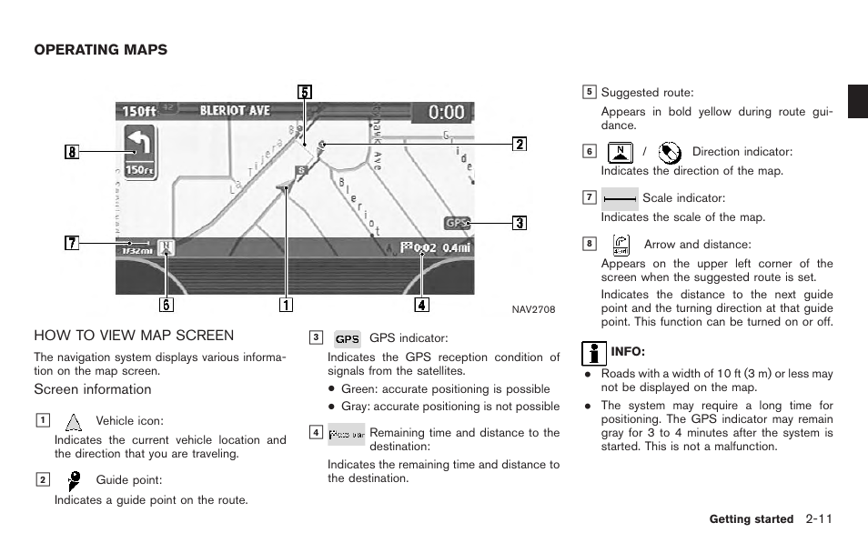 Operating maps -11, How to view map screen -11 | NISSAN 2011 Titan - Navigation System Owner's Manual User Manual | Page 19 / 251