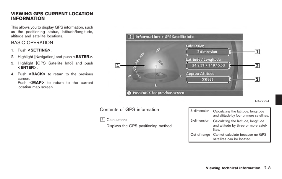 Viewing gps current location information -3, Basic operation -3 | NISSAN 2011 Titan - Navigation System Owner's Manual User Manual | Page 191 / 251