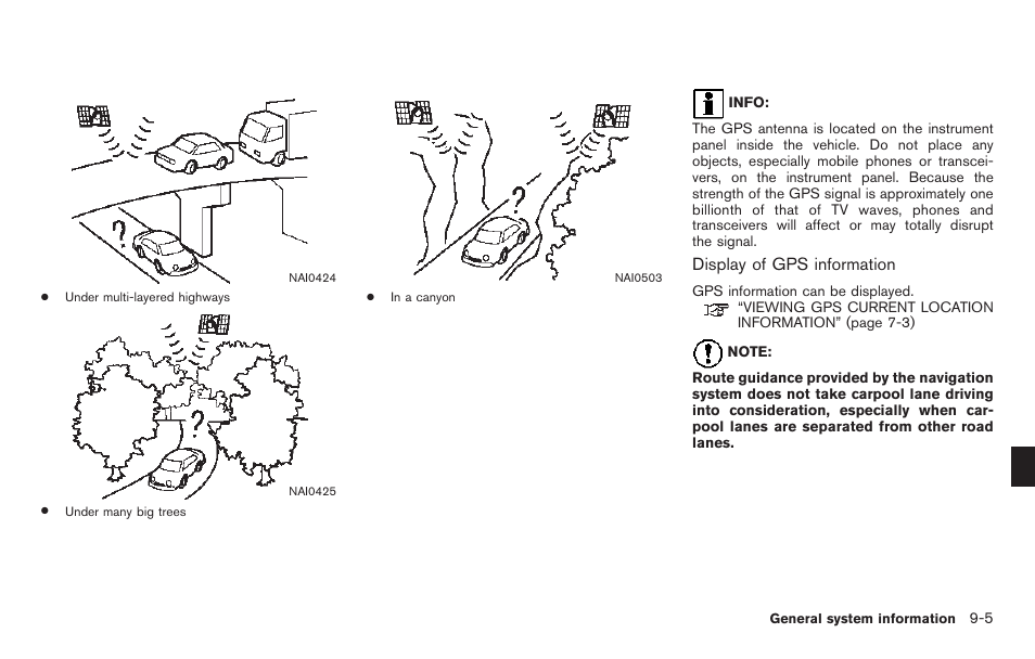 Display of gps information | NISSAN 2011 Titan - Navigation System Owner's Manual User Manual | Page 213 / 251