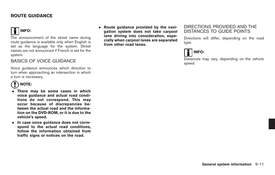 Route guidance -11 | NISSAN 2011 Titan - Navigation System Owner's Manual User Manual | Page 219 / 251