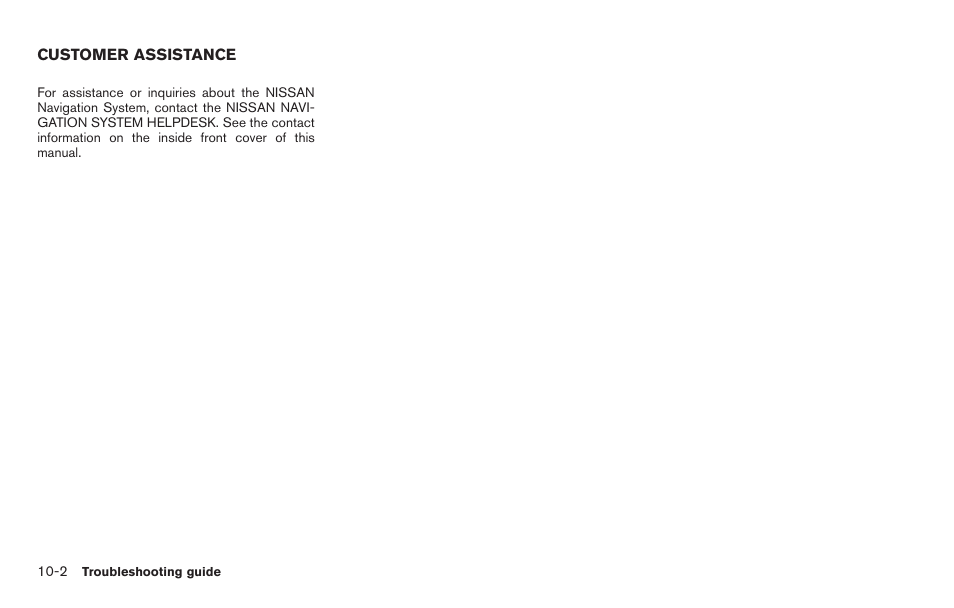Customer assistance -2 | NISSAN 2011 Titan - Navigation System Owner's Manual User Manual | Page 232 / 251