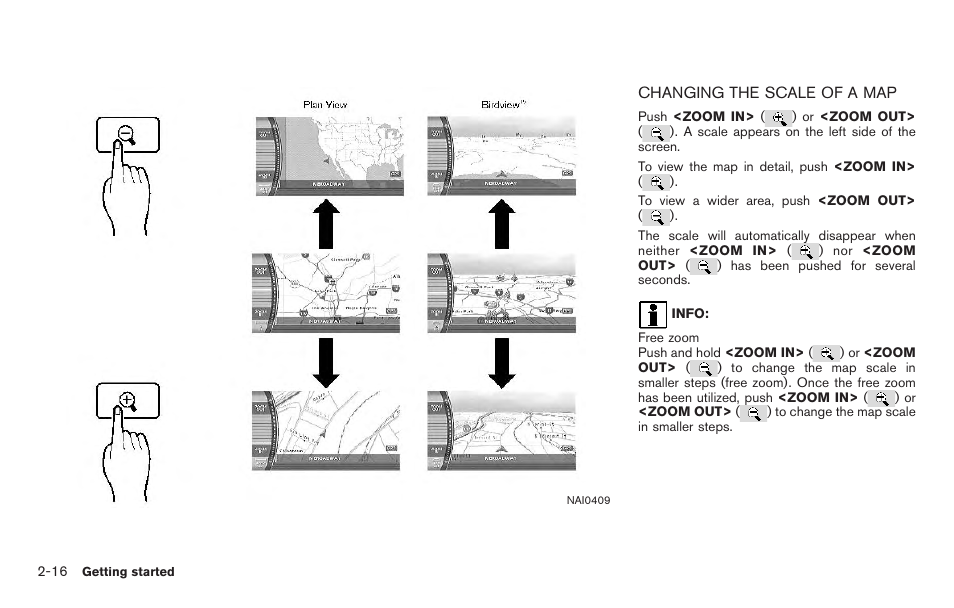 Changing the scale of a map -16 | NISSAN 2011 Titan - Navigation System Owner's Manual User Manual | Page 24 / 251