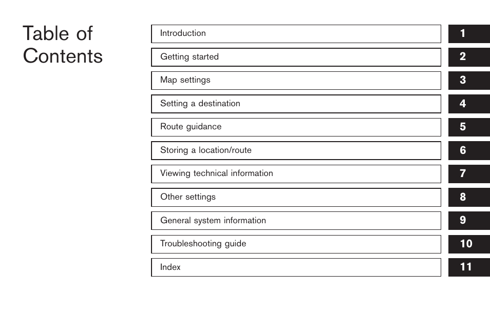 NISSAN 2011 Titan - Navigation System Owner's Manual User Manual | Page 3 / 251