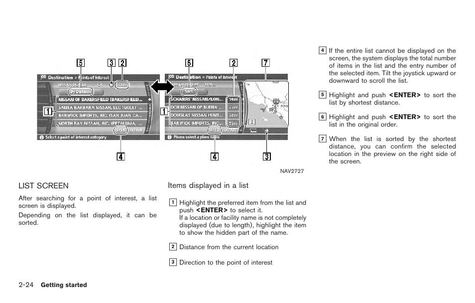 List screen -24 | NISSAN 2011 Titan - Navigation System Owner's Manual User Manual | Page 32 / 251