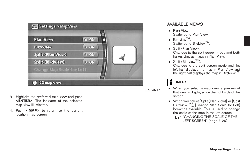 Available views -5 | NISSAN 2011 Titan - Navigation System Owner's Manual User Manual | Page 47 / 251