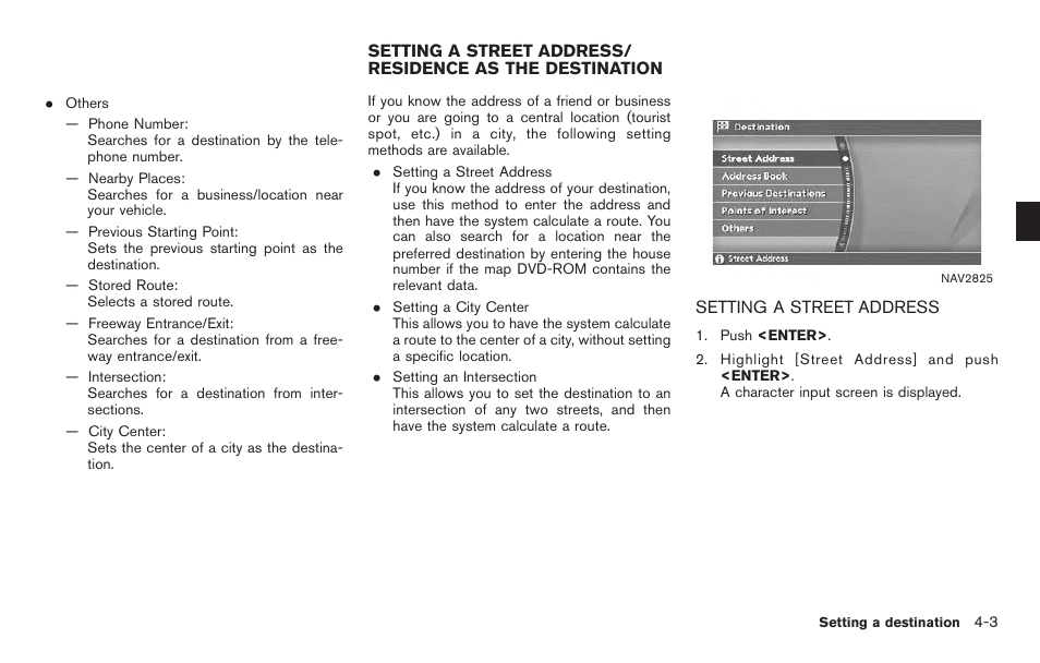 Setting a street address -3 | NISSAN 2011 Titan - Navigation System Owner's Manual User Manual | Page 71 / 251