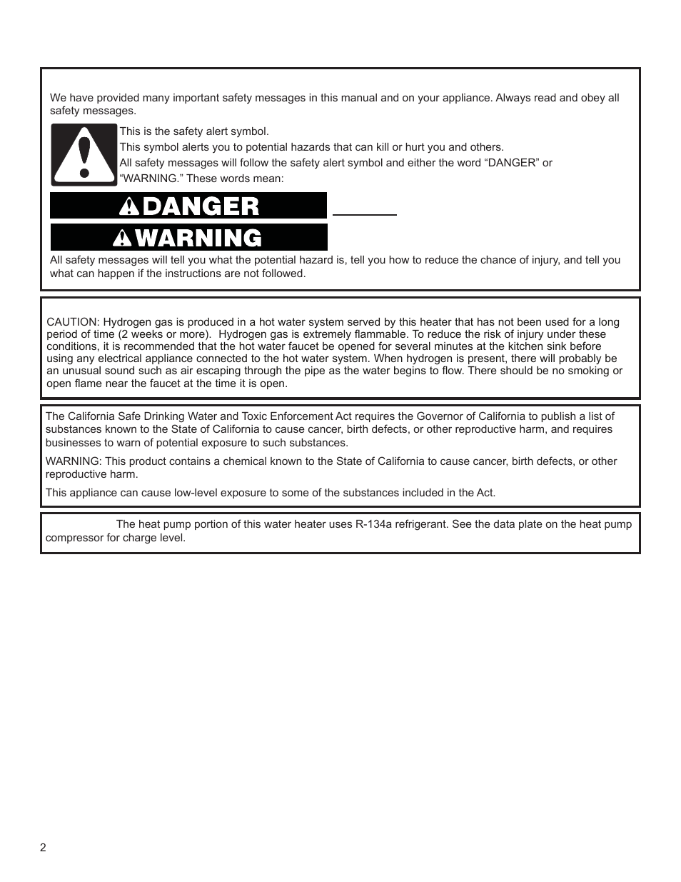 Water heater safety | Univex EPX-80DHPT User Manual | Page 2 / 20