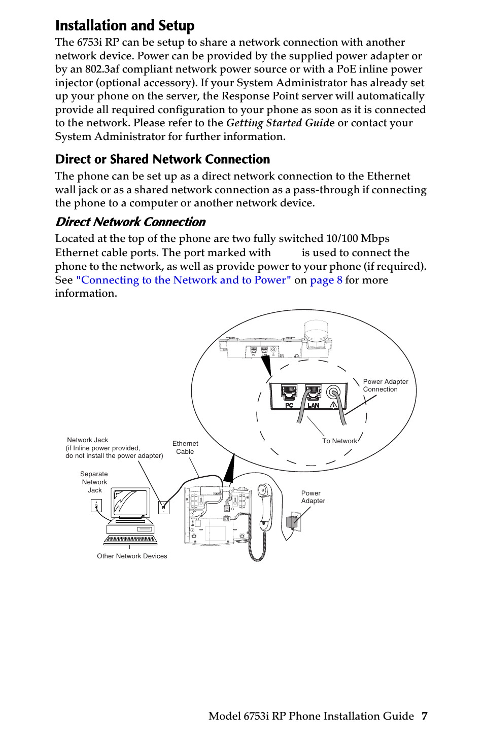Installation and setup, Direct or shared network connection, Direct network connection | Univex 6753i User Manual | Page 13 / 40