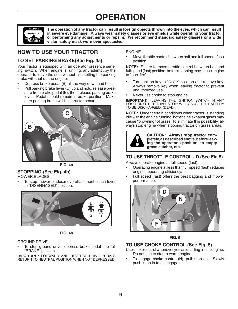 Operation, How to use your trac tor | Univex 96043004400 User Manual | Page 9 / 48