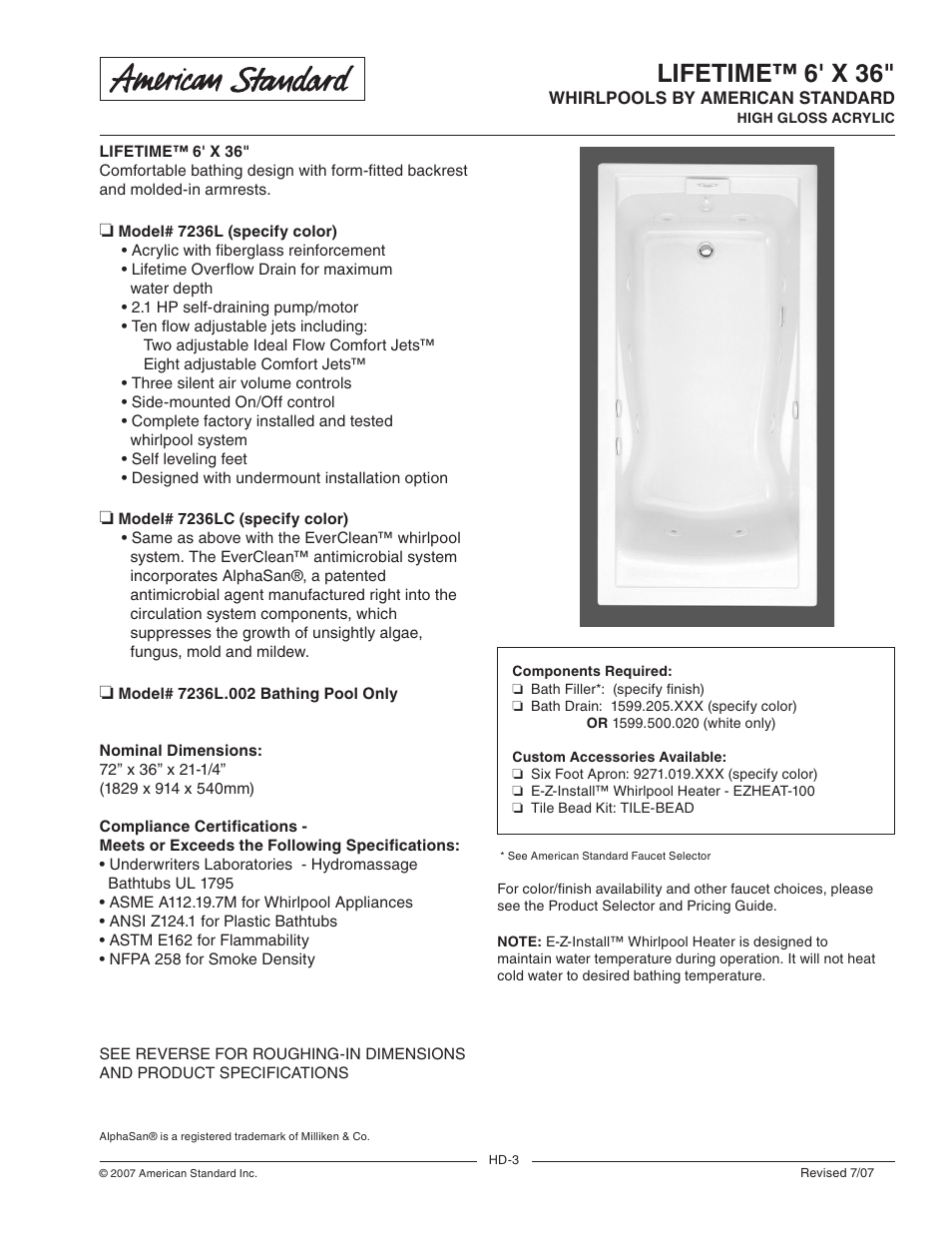 Univex Lifetime 7236L User Manual | 2 pages