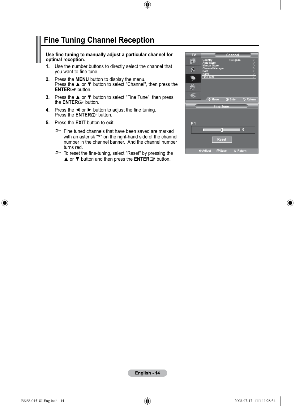 Fine tuning channel reception | Univex LCD TV User Manual | Page 16 / 36