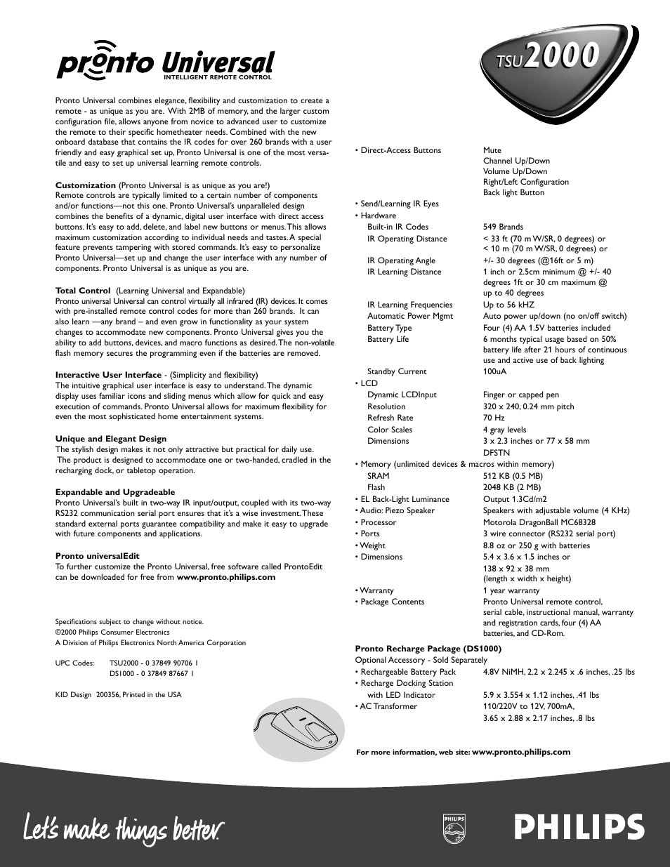 Philips TSU2000 User Manual | Page 2 / 2