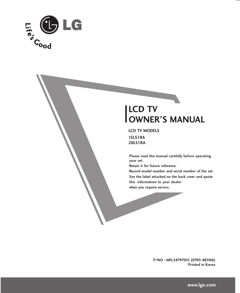 LG 15LS1RA User Manual | 56 pages