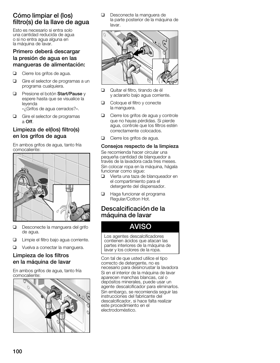 Aviso, Descalcificación de la máquina de lavar | Univex Aquastop 800 series User Manual | Page 100 / 108