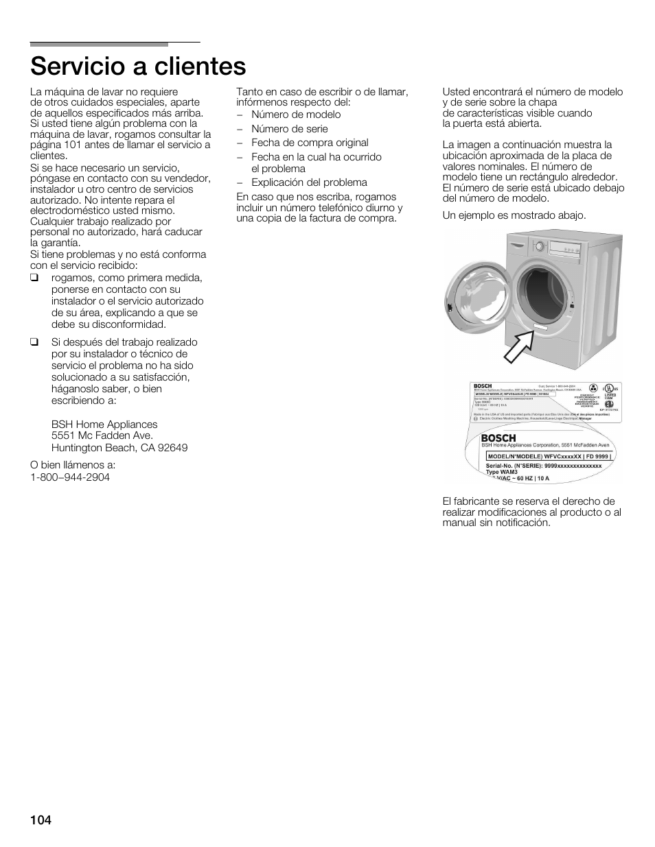 Servicio a clientes | Univex Aquastop 800 series User Manual | Page 104 / 108