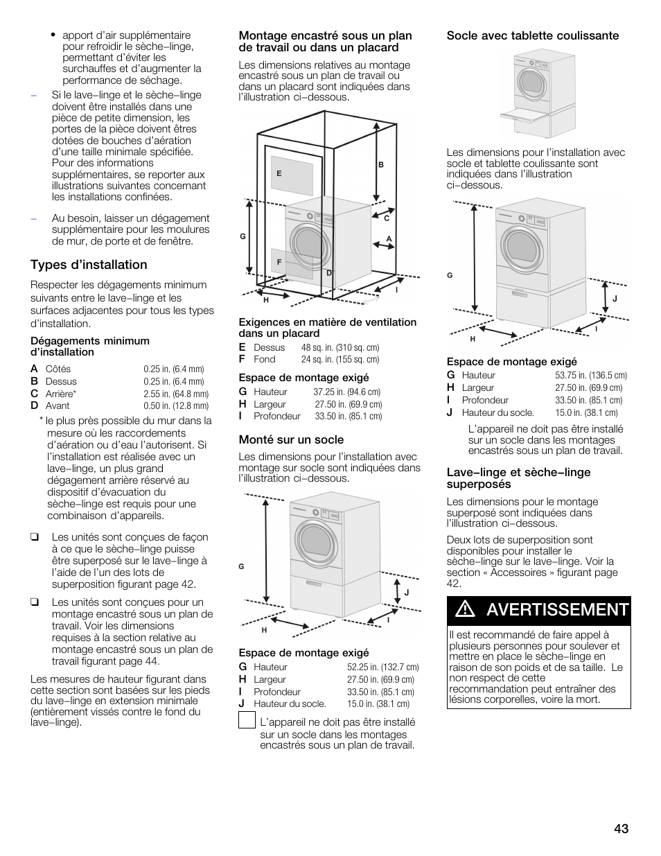 Avertissement | Univex Aquastop 800 series User Manual | Page 43 / 108