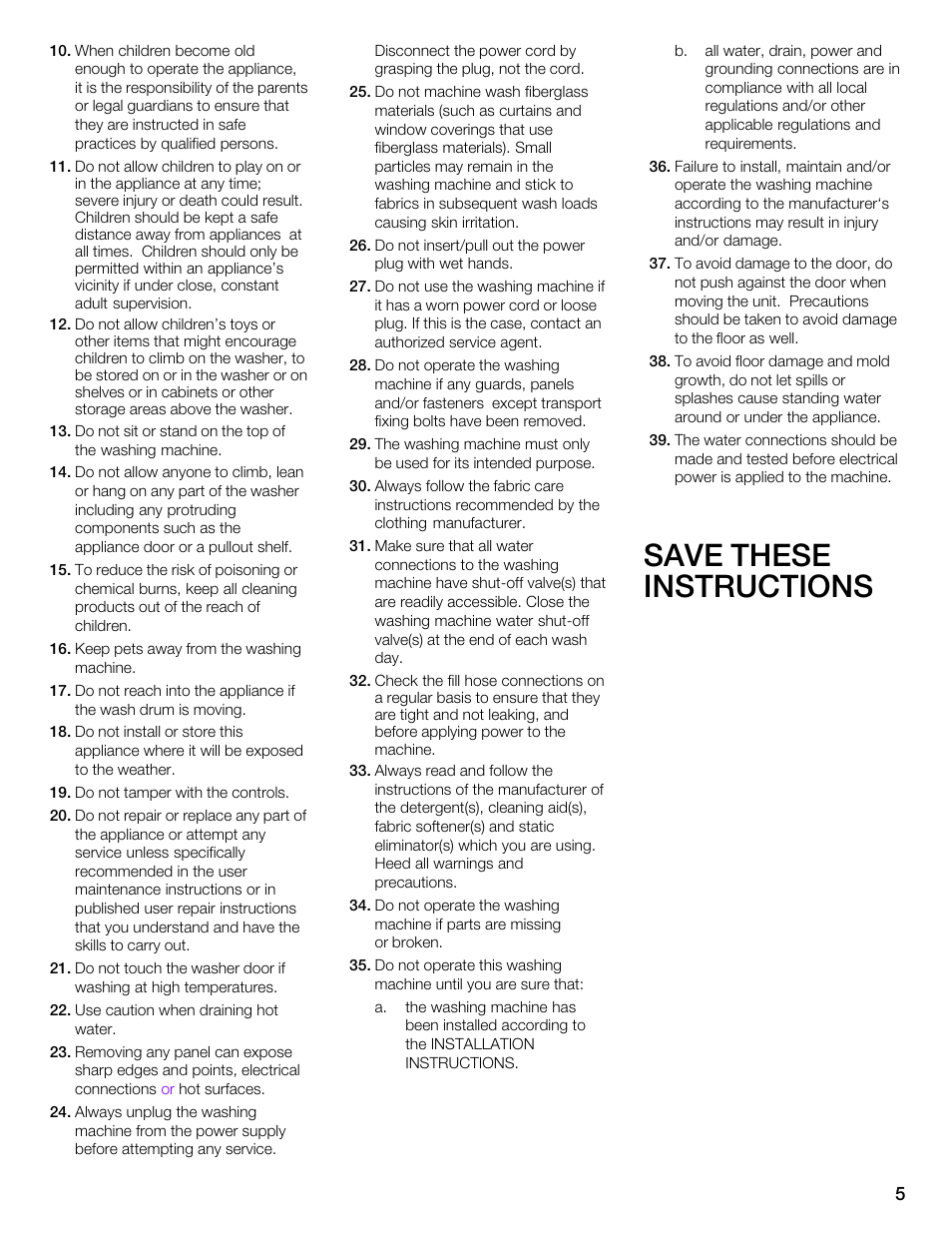 Save these instructions | Univex Aquastop 800 series User Manual | Page 5 / 108