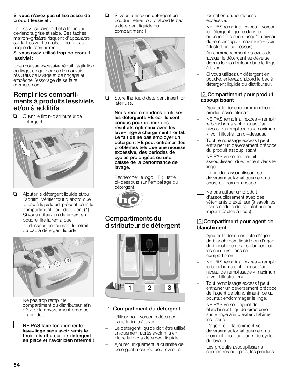 Compartiments du distributeur de détergent | Univex Aquastop 800 series User Manual | Page 54 / 108