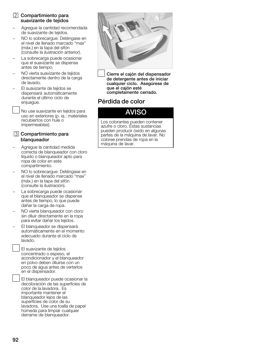 Aviso, Pérdida de color | Univex Aquastop 800 series User Manual | Page 92 / 108