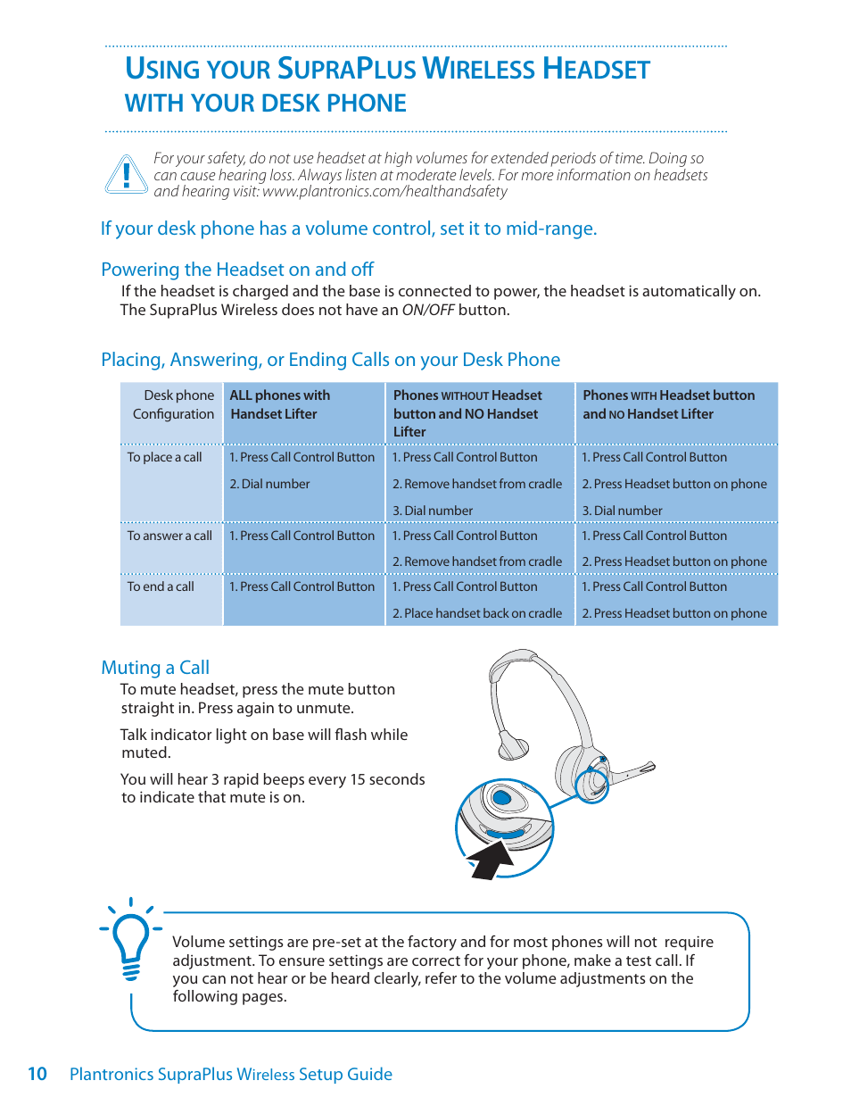 Sing, Your, Upra | Ireless, Eadset with, Desk, Phone | Univex SupraPlus Wireless Headset System User Manual | Page 10 / 16