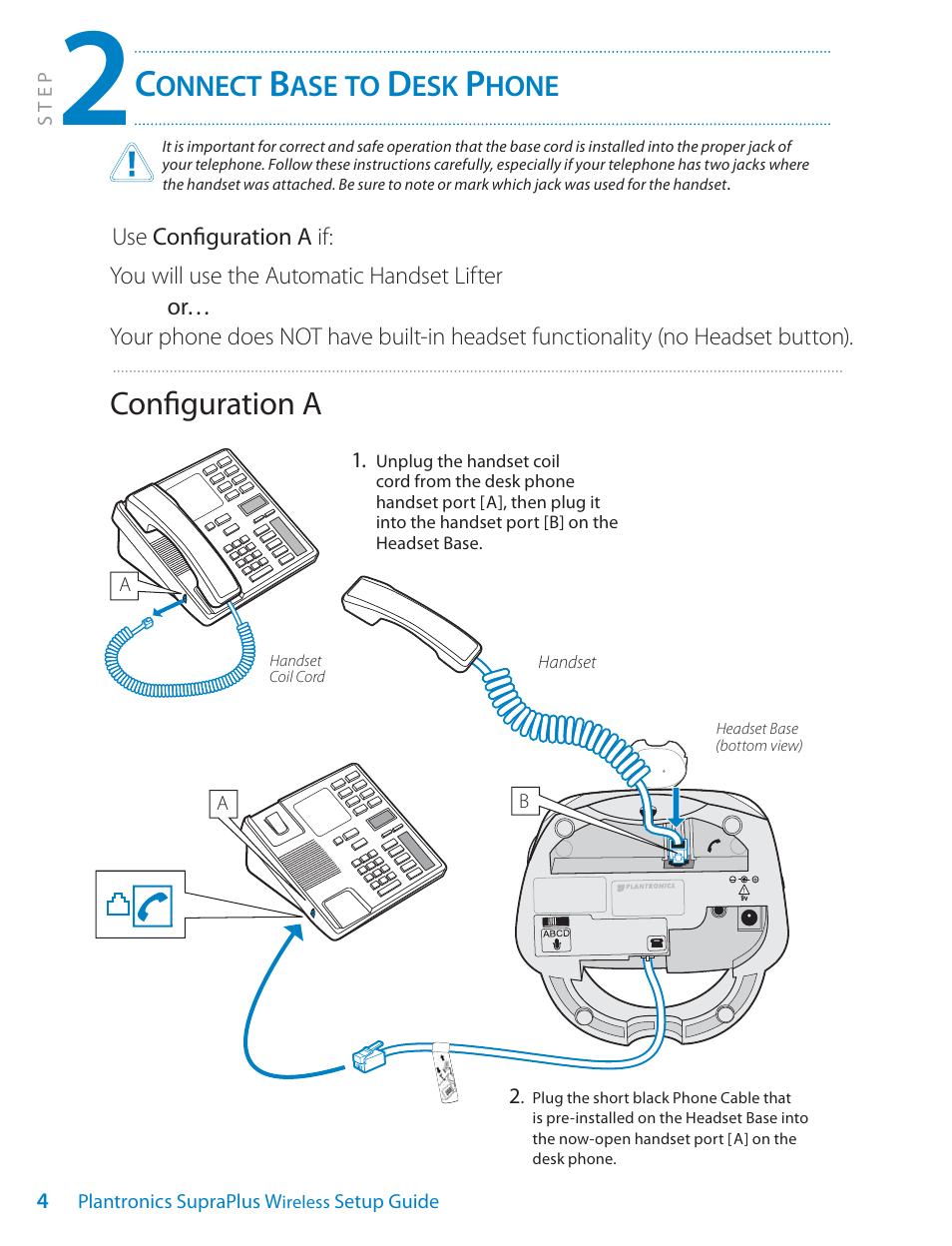 Confi guration a, Onnect, Hone | Univex SupraPlus Wireless Headset System User Manual | Page 4 / 16