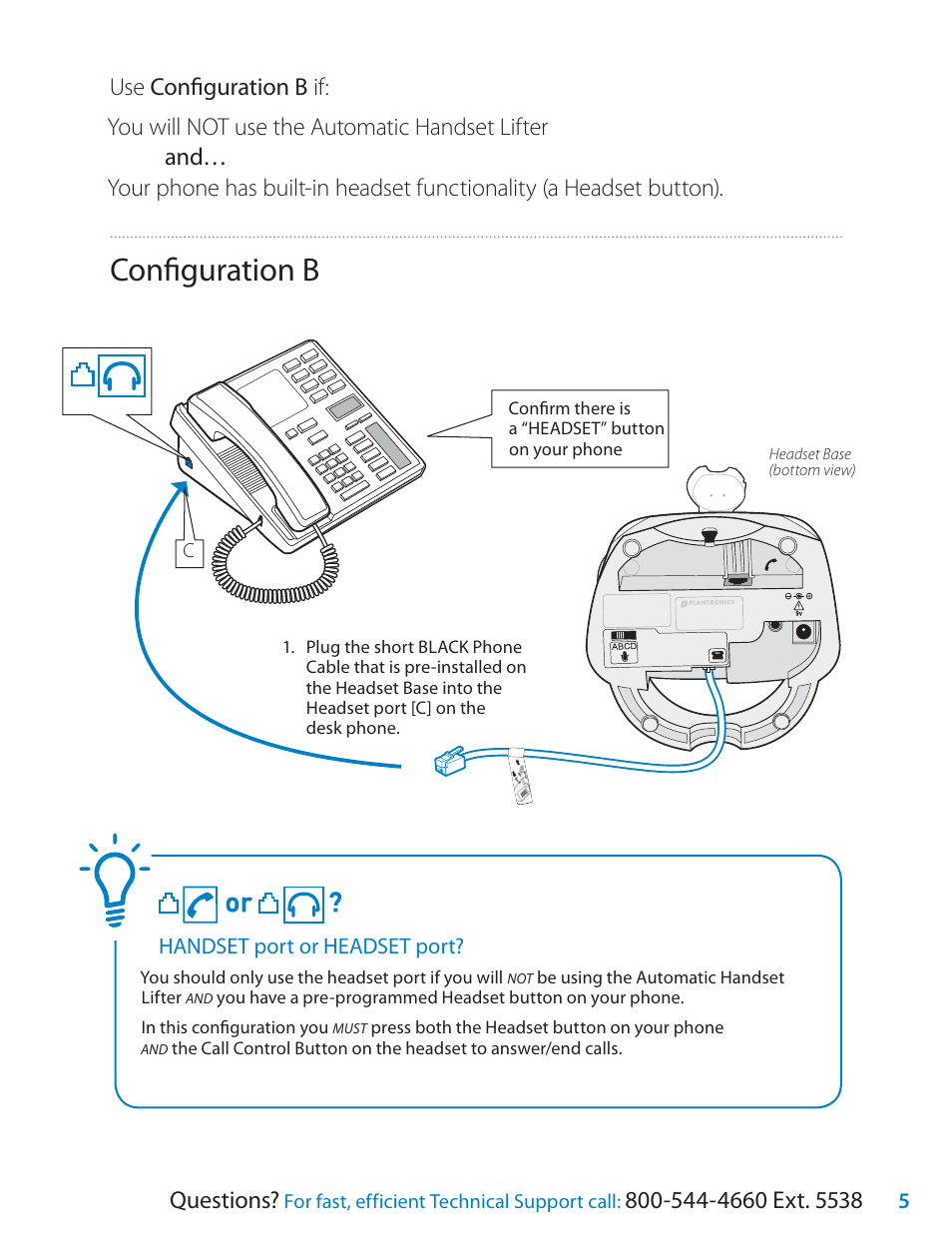 Confi guration b, Questions | Univex SupraPlus Wireless Headset System User Manual | Page 5 / 16