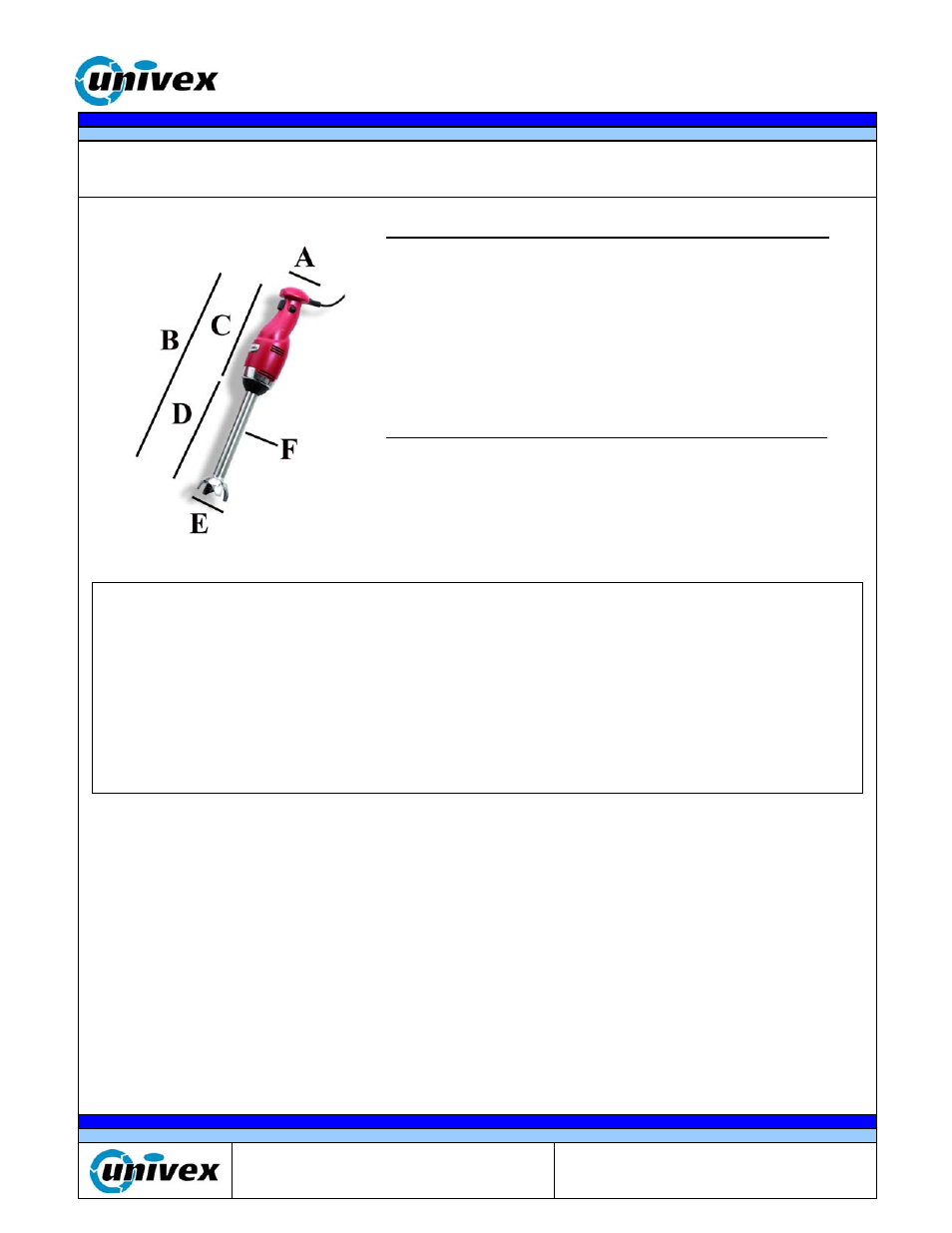 Hand mixers, Univex corporation | Univex TR550 User Manual | Page 2 / 2