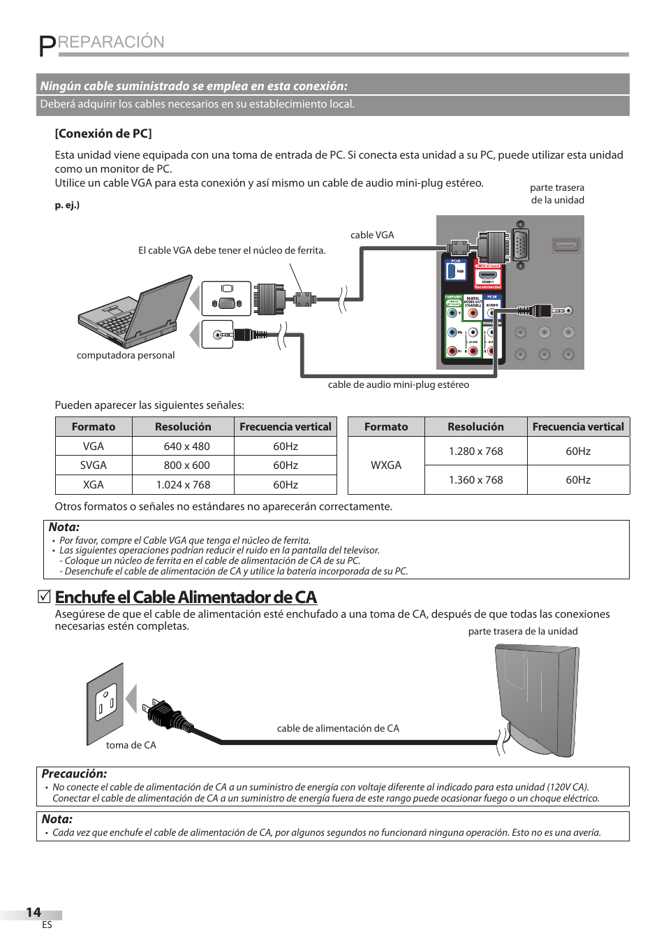 Reparación, Enchufe el cable alimentador de ca | Univex LD190SS1 User Manual | Page 126 / 166