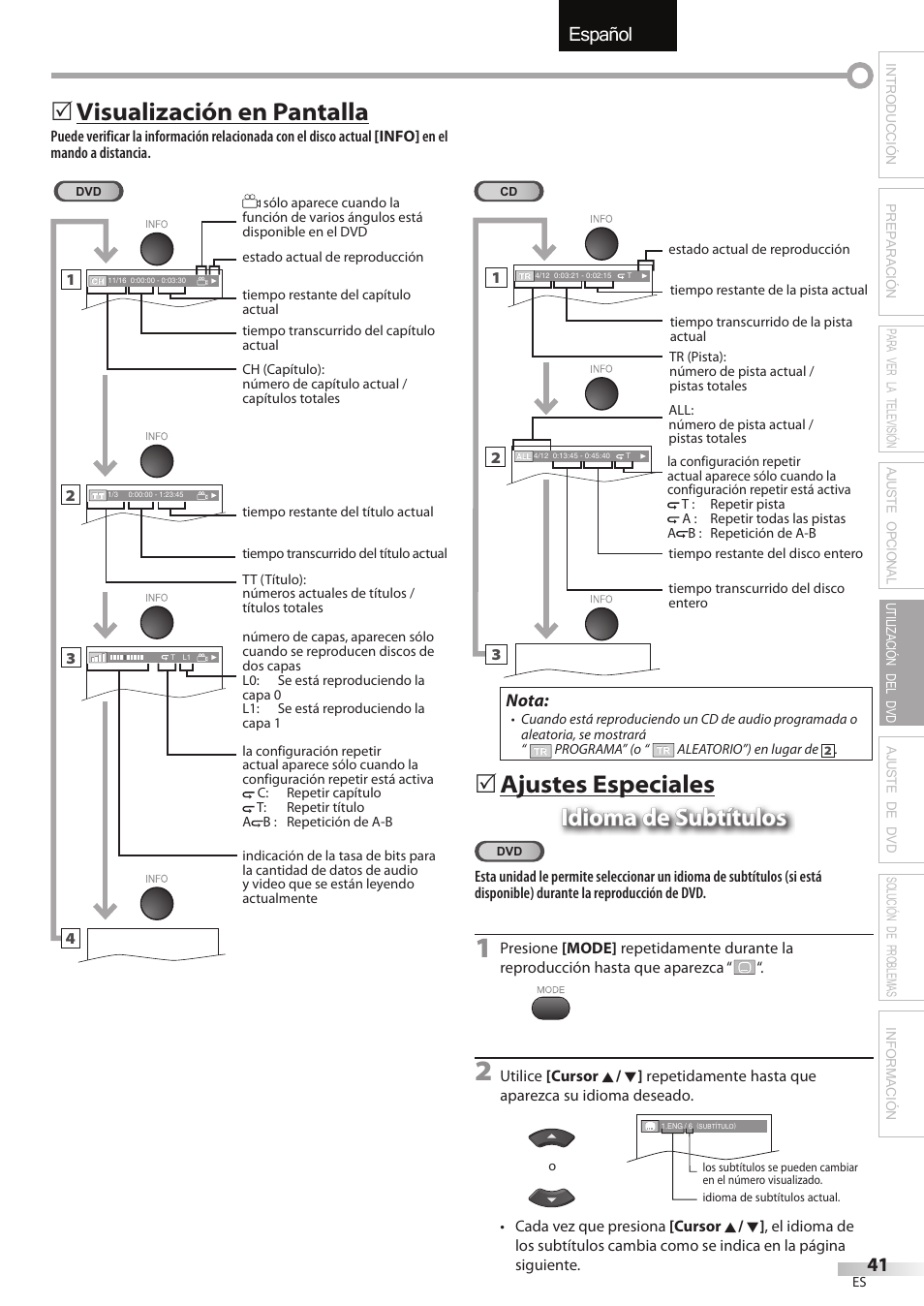 English español français, Visualización en pantalla | Univex LD190SS1 User Manual | Page 153 / 166