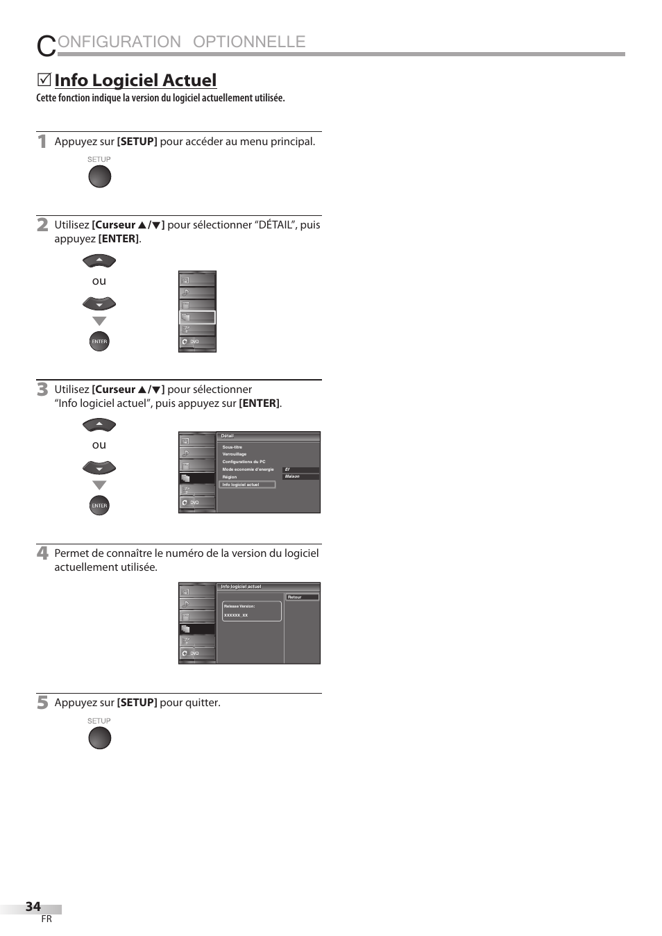 Onfiguration optionnelle, Info logiciel actuel | Univex LD190SS1 User Manual | Page 91 / 166