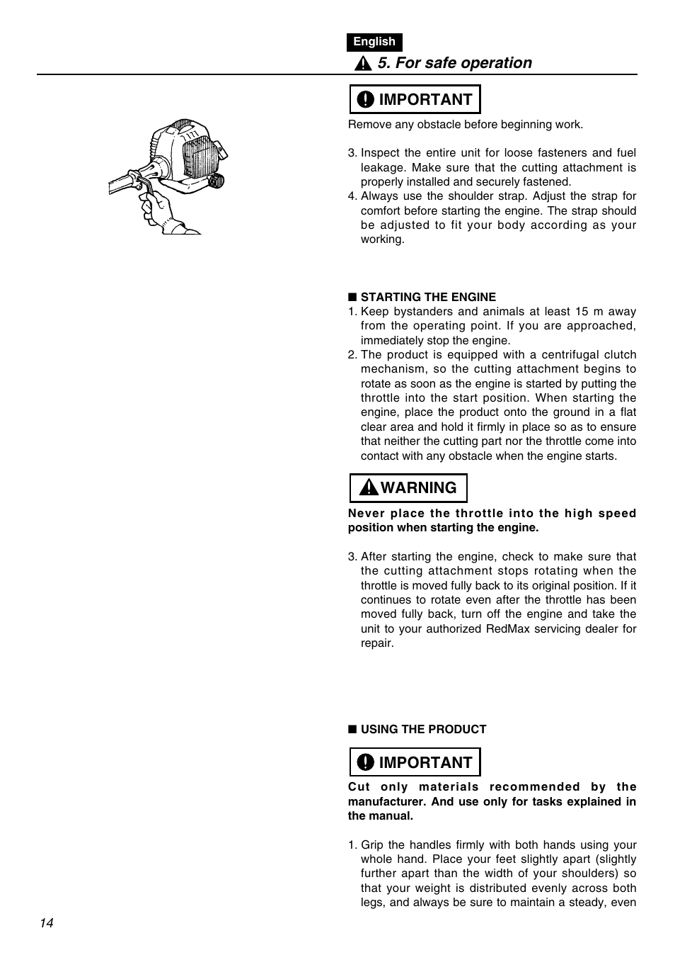 Important warning important 5. for safe operation | Univex SRTZ2401-CA User Manual | Page 14 / 56