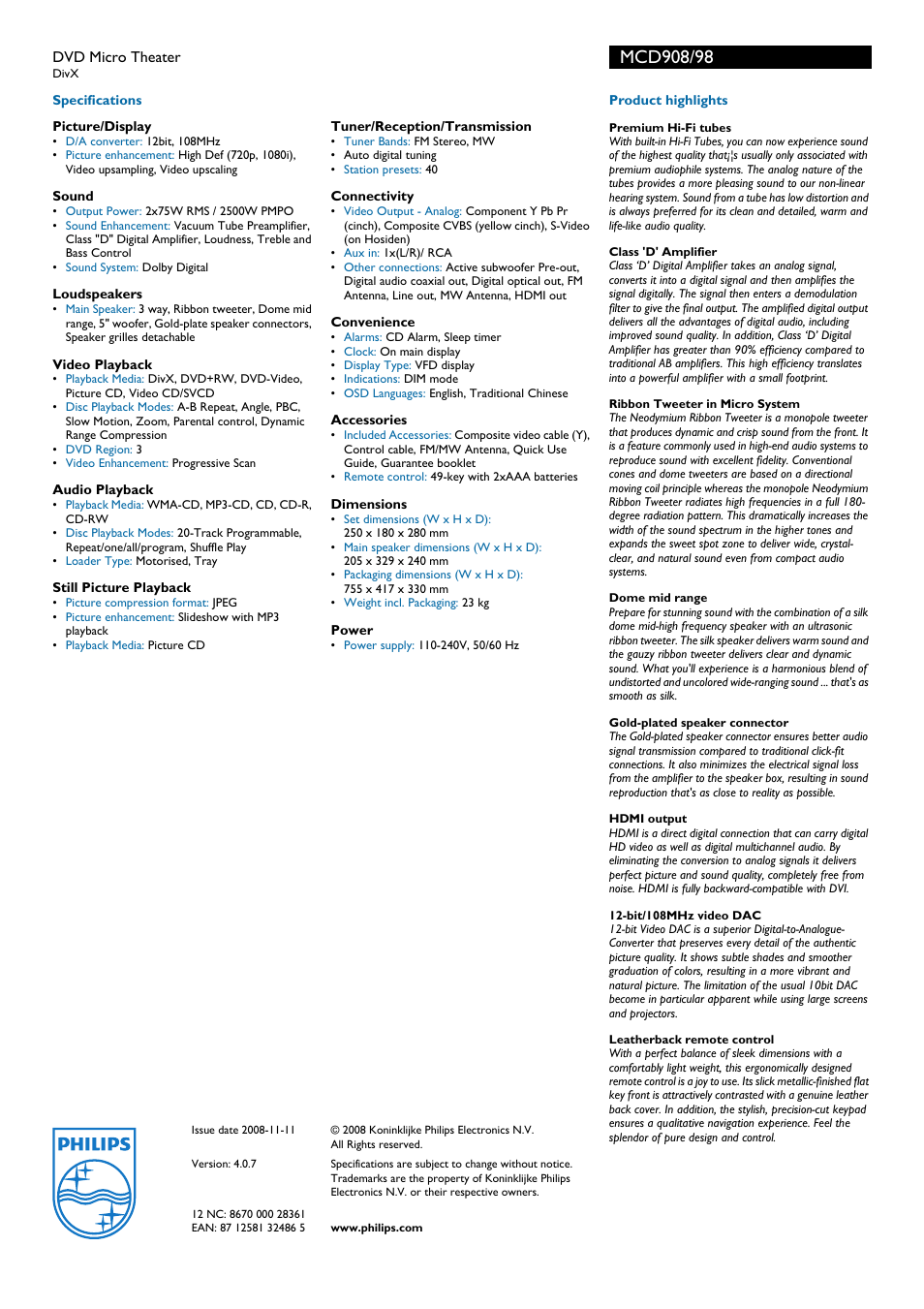 Univex MCD908 User Manual | Page 2 / 2