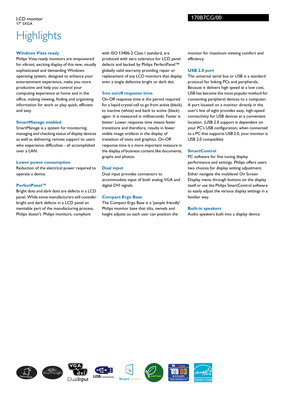 Highlights | Univex 170B7CG User Manual | Page 2 / 3
