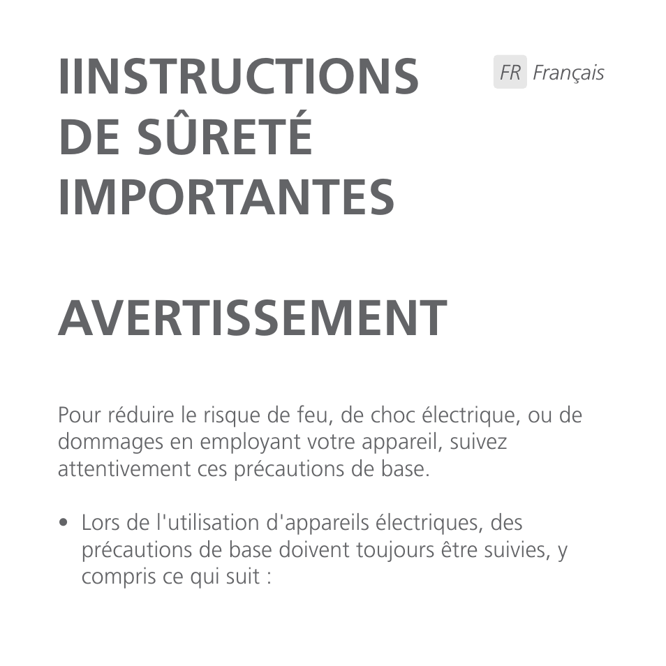 Iinstructions de sûreté importantes avertissement | Univex Blackout Buddy ARCBB200WSNG User Manual | Page 9 / 12