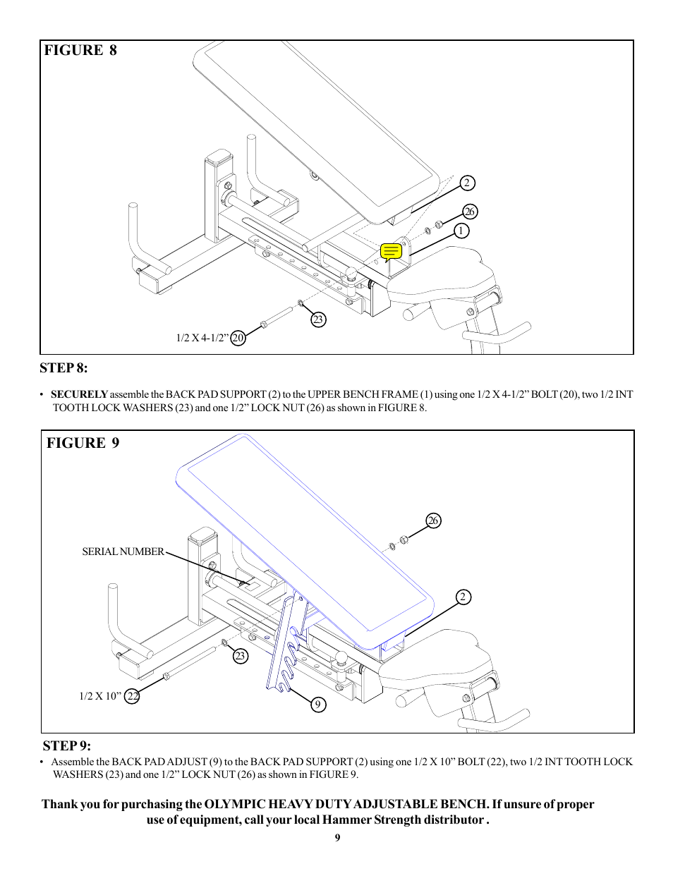 Figure 9, Figure 8, Step 9 | Step 8 | Univex OHDADJ User Manual | Page 9 / 10