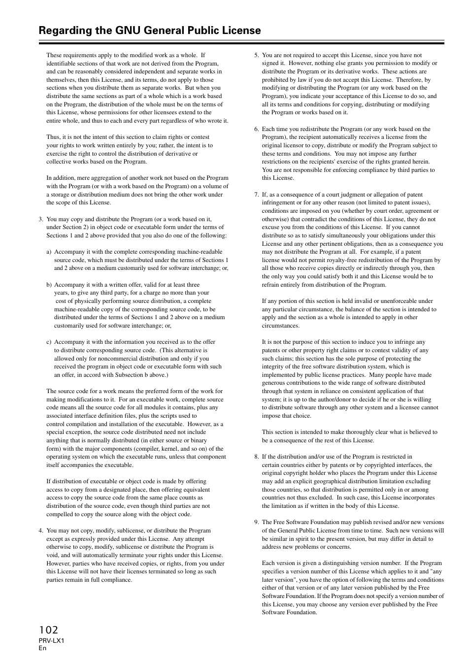 Regarding the gnu general public license | Univex PRV-LX1 User Manual | Page 102 / 104