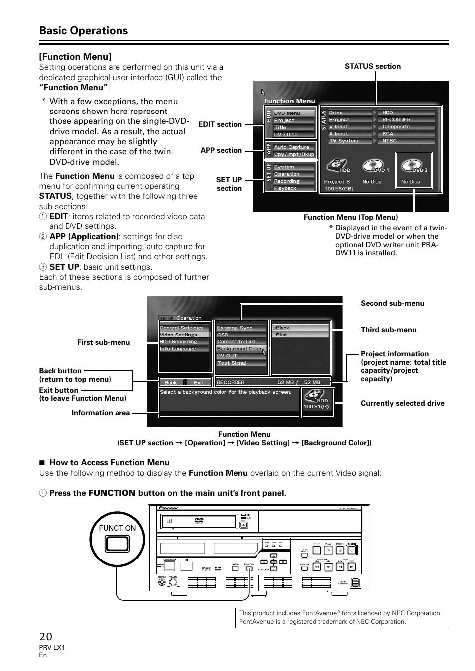 Basic operations | Univex PRV-LX1 User Manual | Page 20 / 104