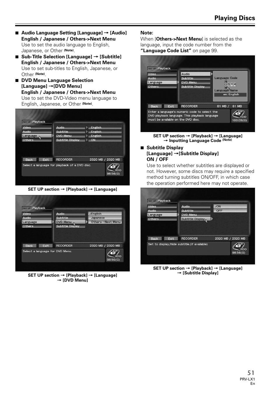 Playing discs | Univex PRV-LX1 User Manual | Page 51 / 104